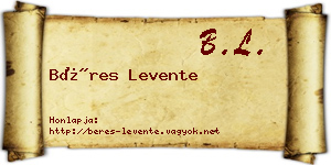 Béres Levente névjegykártya